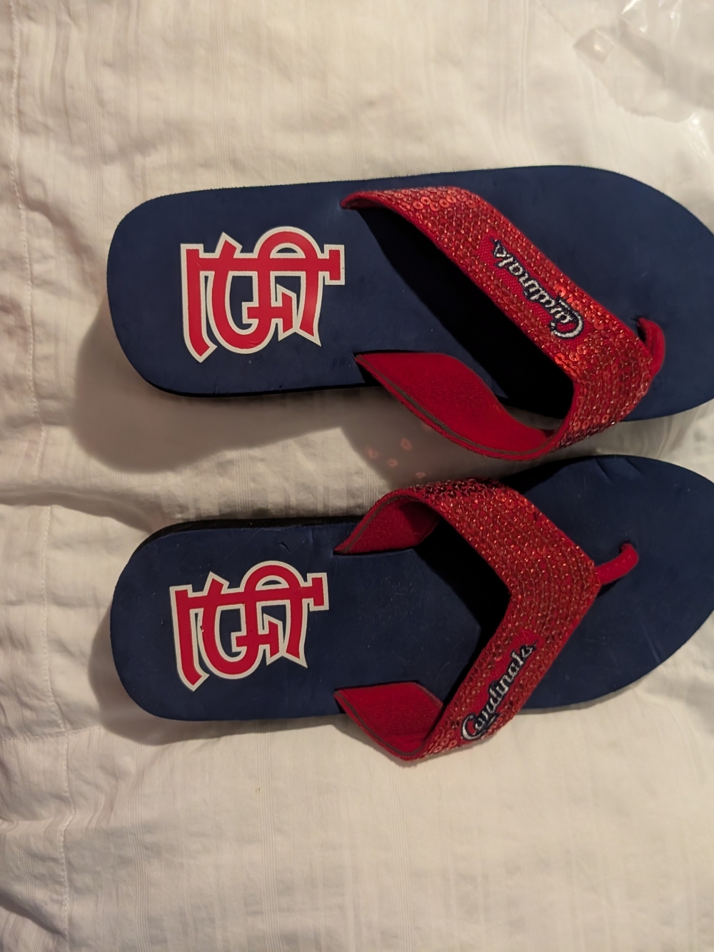 Women's Navy & Red Glitter Flip Sandals - Cardinals